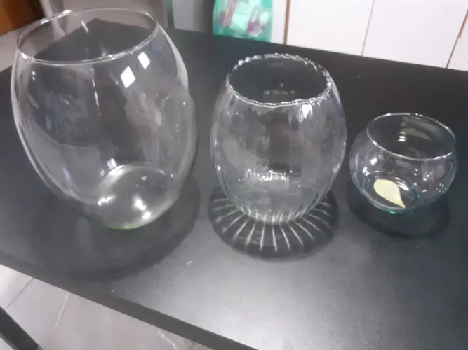 Jogo de 3 Vasos de Vidro Decorativos - Leia a Descrição