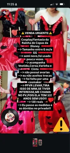 Cosplay Rainha de copas/Rainha vermelha da Disney
