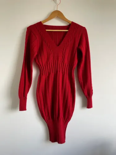 Vestido / sobre legging tam M vermelho tricô