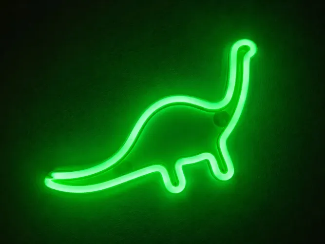 Luminária dinossauro decorativo néon verde