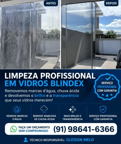 Limpeza de vidros blindex 