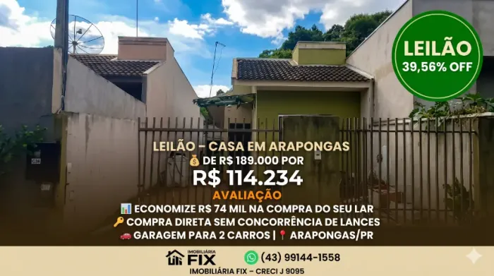 ? ARAPONGAS - VENDA ONLINE: SUA CASA COM 39,56% OFF