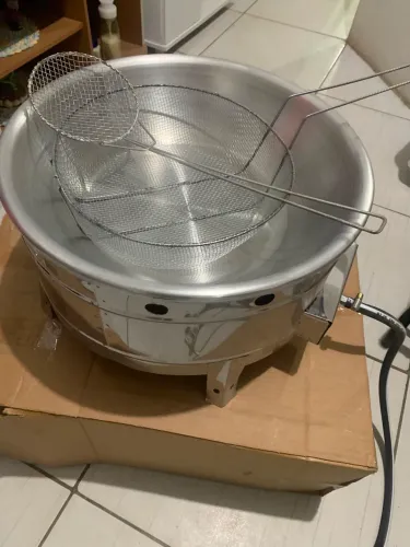 Fritador inox a gás para pastel e batata frita 