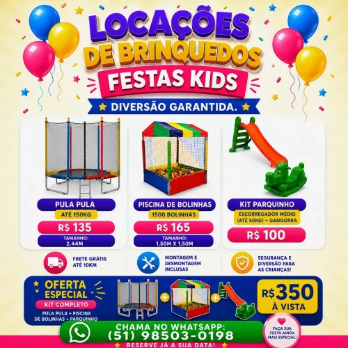 Pula pula + Piscina de bolinhas + Parquinho 