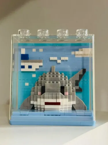 Esculturas Decoracao Lego Animais Marinhos Selvagens Orca Baleia Peixe Agua Viva Tubarao