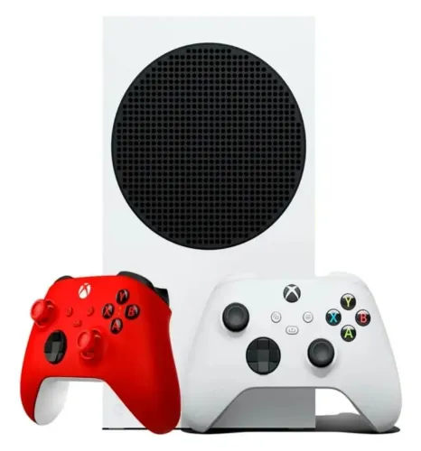 Xbox series S (Usado) com 2 controles, branco e vermelho