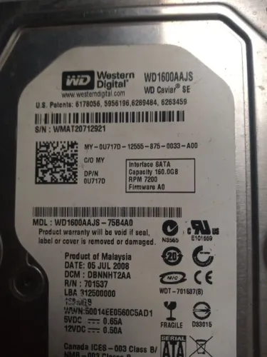 Hd sata pra desktop de 160 gb