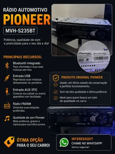 Rádio Automotivo Pioneer MVH-S235BT