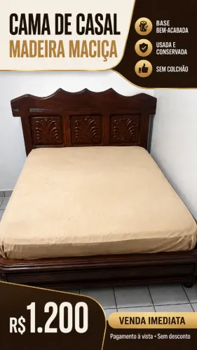 Vende-se cama de casal de madeira (usada)