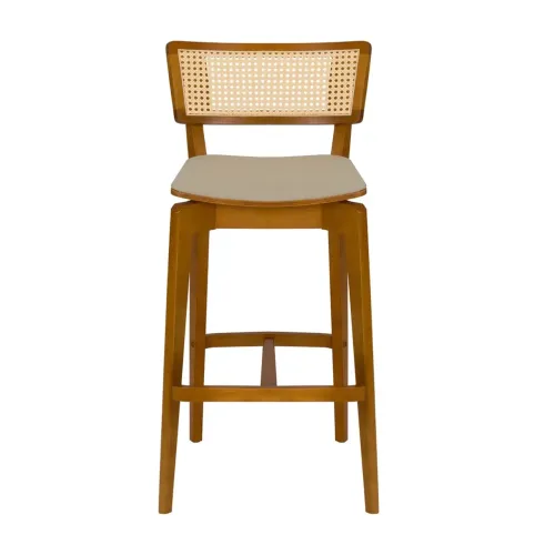Banqueta Palinha Madeira Maciça Semi-Novo TokStok