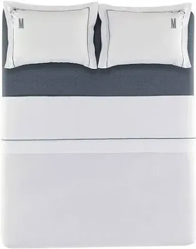 Jogo de Cama Karsten Helen Queen 4 pçs Branco/Azul Marinho