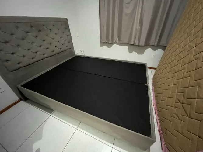 Box para cama casal quem bipartido madeira maciça 