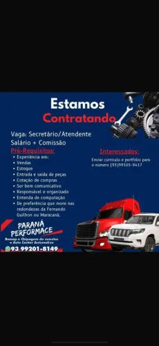 Somente uma vaga para pessoas do sexo masculino pra trabalhar em oficina (auto center)