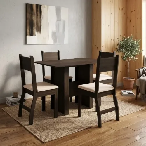 Mesa De Jantar Milano 4 Cadeiras Nova