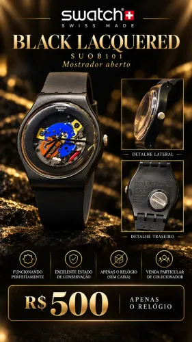 Relógio Swatch Black Lacquered SUOB101 Swiss Made Original