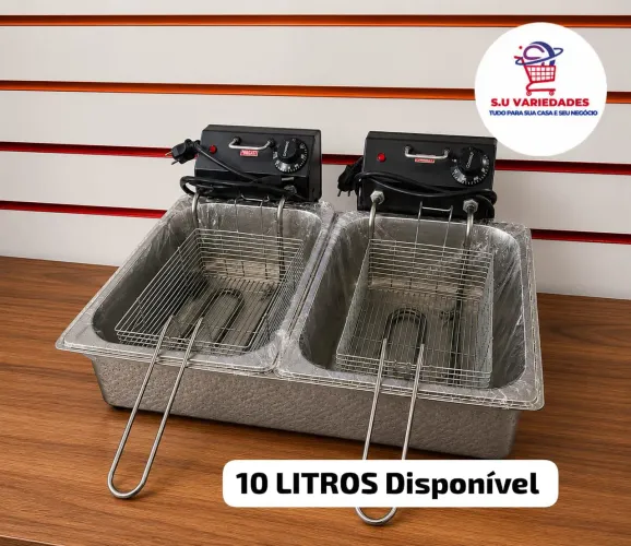 Fritadeira Elétrica 10Litros 220V CUBA DUPLA PROFISSIONAL 