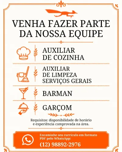 VAGAS RESTAURANTE E CHOPERIA