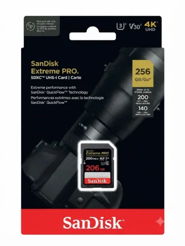 Scandisk cartão 256 GB V30 para 4k para vídeo e fotografia profissional