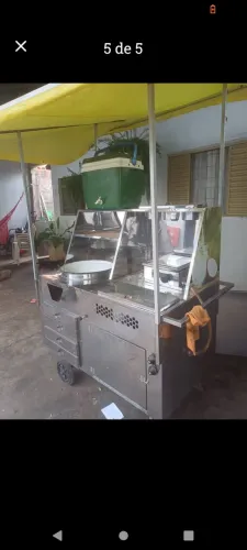 Carrinho de cachorro quente e salgados seminovo inox