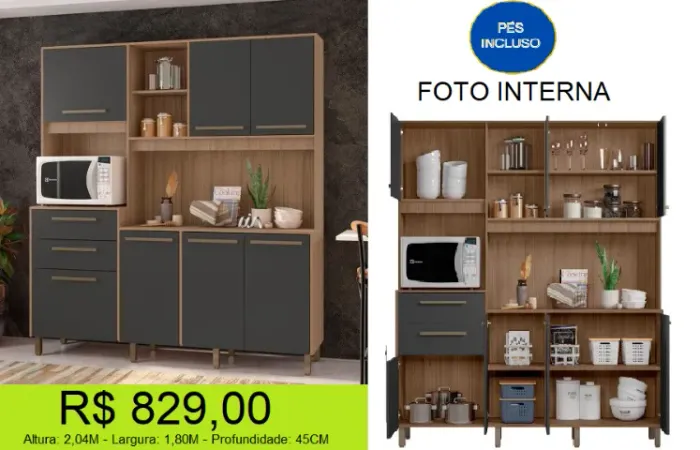 Cozinha compacta com amplo espaço interno - Parcelamos sem juros!
