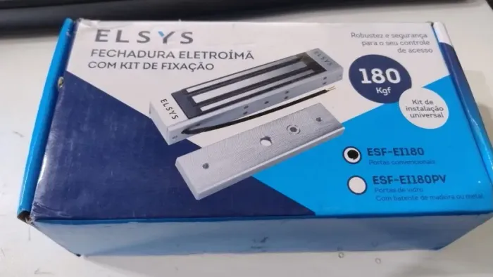 Fechadura Eletroimã p/ Porta de Vidro c/ suporte de Instalação Elsys