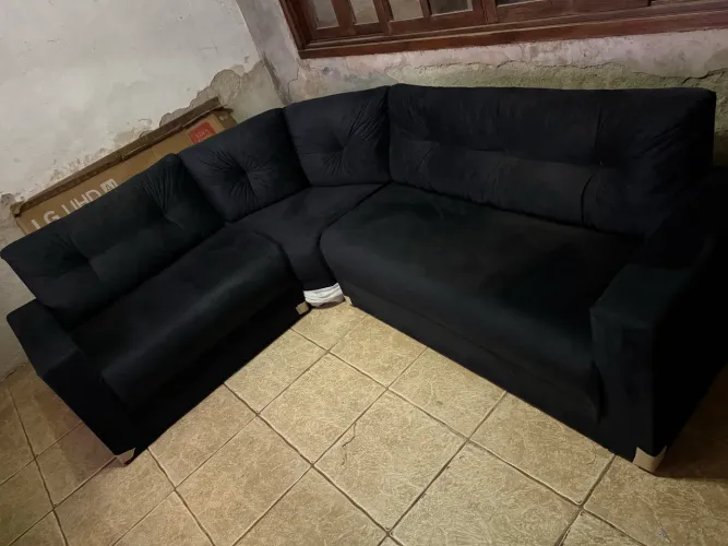 Sofá de canto 6 lugares preto novo