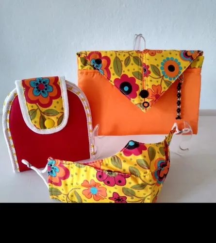 Bolsa ,carteira e máscara