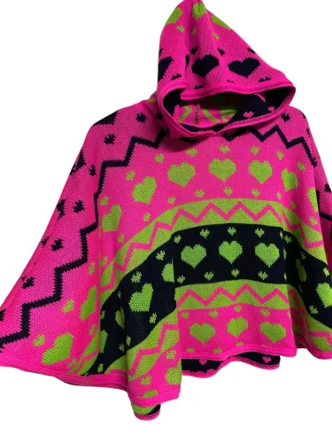 Poncho de Tricot Infantil HORTELÃ TRICOT