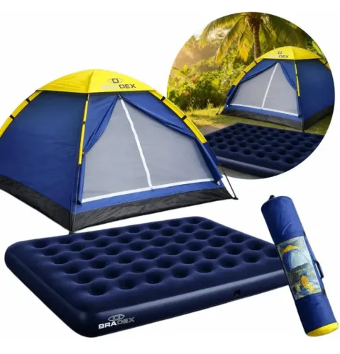 Barraca de camping + Colchão inflável casal