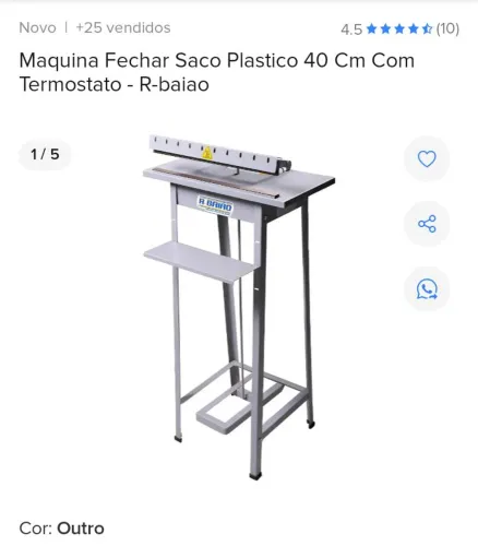 Seladora 40Cm Disparo Standard Pedal Com Temporizador Bivolt - Rbaiao