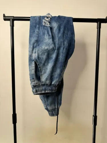 Calça jeans jogador com elástico
