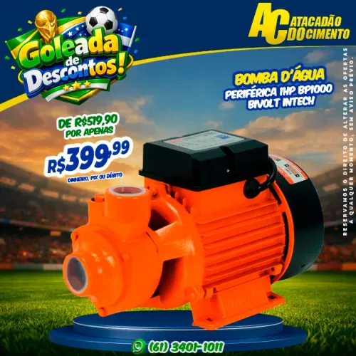 Bomba D'água Periférica 1HP BP1000 Bivolt Intech