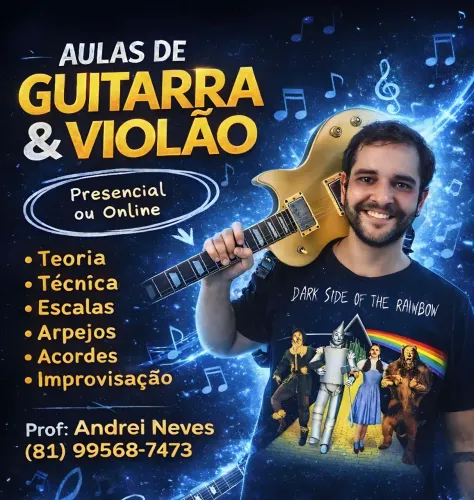 Aulas de guitarra e violão em Recife  - presencial ou online (para todo Brasil)