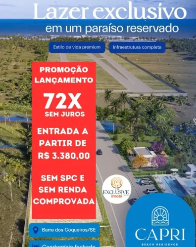 LANÇAMENTO CONDOMÍNIO CAPRI - ENTRADA SÓ R$ 755,00) - ALTO PADRÃO - PÉ NA AREIA!!_