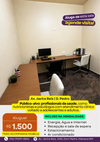 Sala para Consultório para Locação no Piazza Business, Dom Pedro, Jacira Reis
