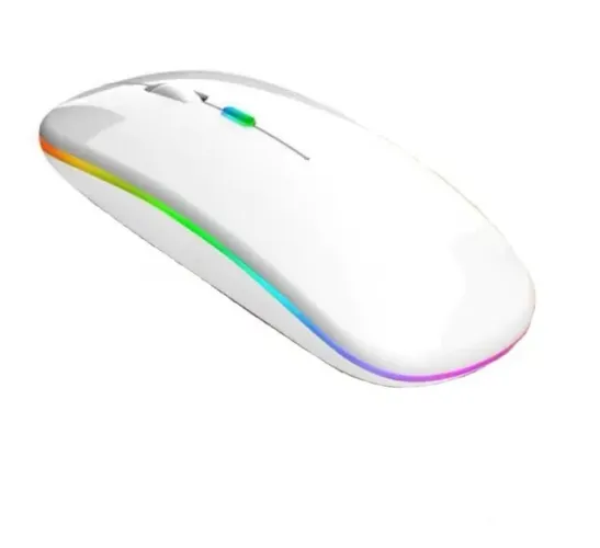 Mouse Sem Fio Recarregável com LED RGB, Clique Silencioso, 2,4 GHz, Ergonômico, para Gamer