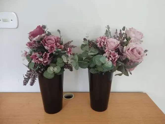 2 Vasos Duplo De Vidro Flores Artificiais Roxas Luvidart