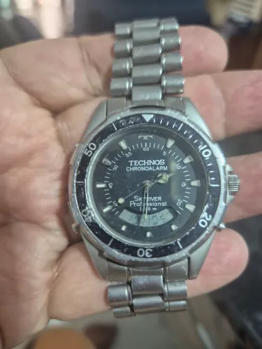Relógio TECHNOS SKYDIVER CHRONOALARM PROFISSIONAL 150 METROS  -   FUNCIONA TUDO