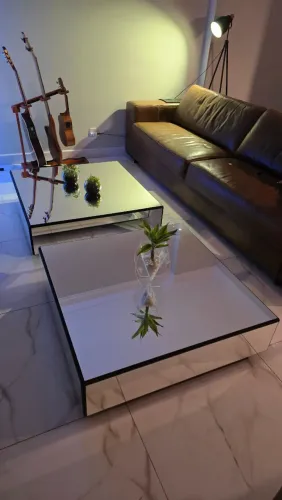 2 Mesas de Centro Espelhadas - Design Moderno [92cmx92cm]