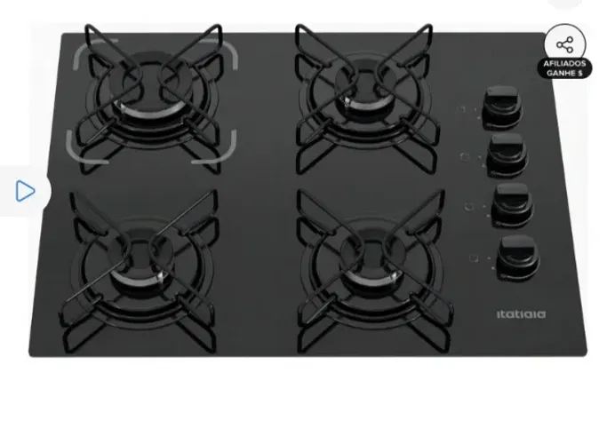 Fogão cooktop 4 bocas bivolt 700kw