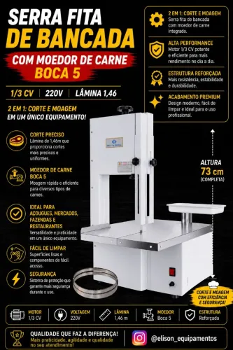 Serra fita com moedor de carne boca de 5