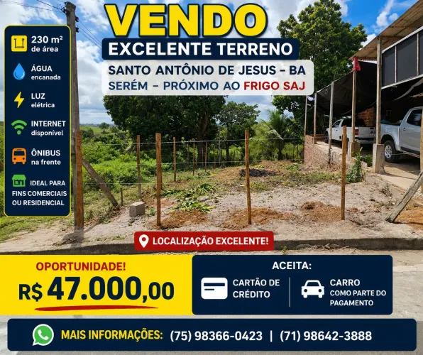 Vendo terreno fins comerciais em saj