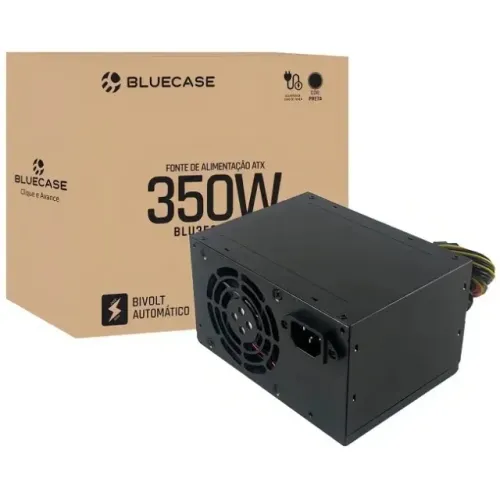 FONTE ATX BLUECASE 350W BIVOLT AUTOMATICO COM CABO DE FORCA BLU350-ATPS3 NOVA LACRADA!