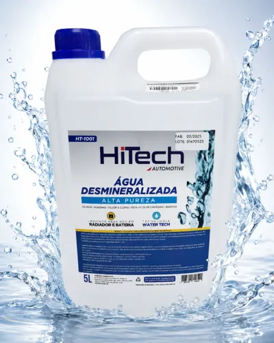 Água Desmineralizada HiTech Automotive 5L Alta Pureza para Radiador e Bateria