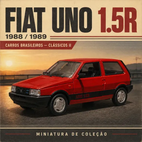 Miniatura Fiat Uno 1.5R 1988 1:32 Blister + Fascículo