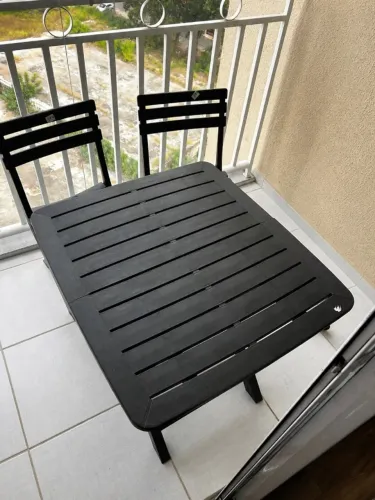 Mesa de varanda 80x70cm + 2 cadeiras, dobrável