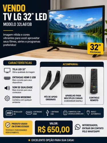 Tv LG, 32 polegadas + aparelho de canais