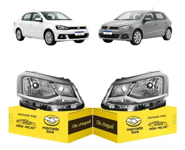 Par Sinaleira Farol Vw Gol Voyage G7 2017 2018 Friso Cromado Ambos Lados