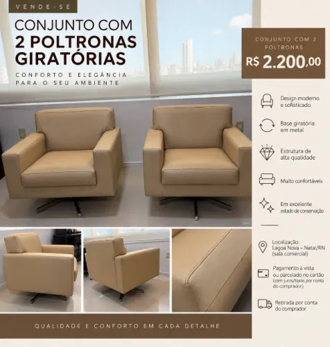 Conjunto de duas poltronas giratórias de alta qualidade