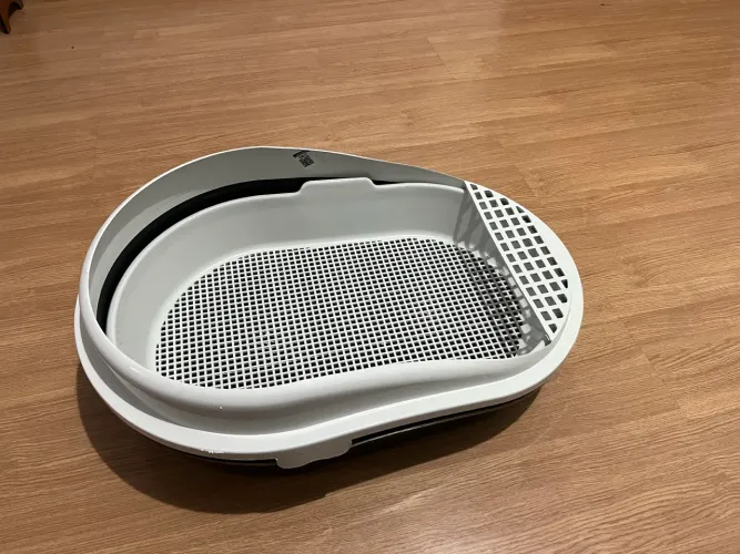 Caixa de areia e pá de areia para gatos